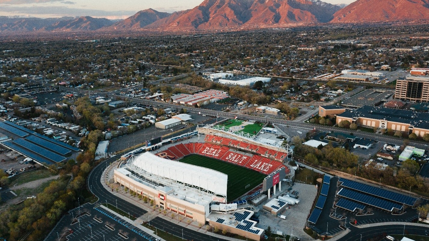 Real Salt Lake soccer stadium with solar